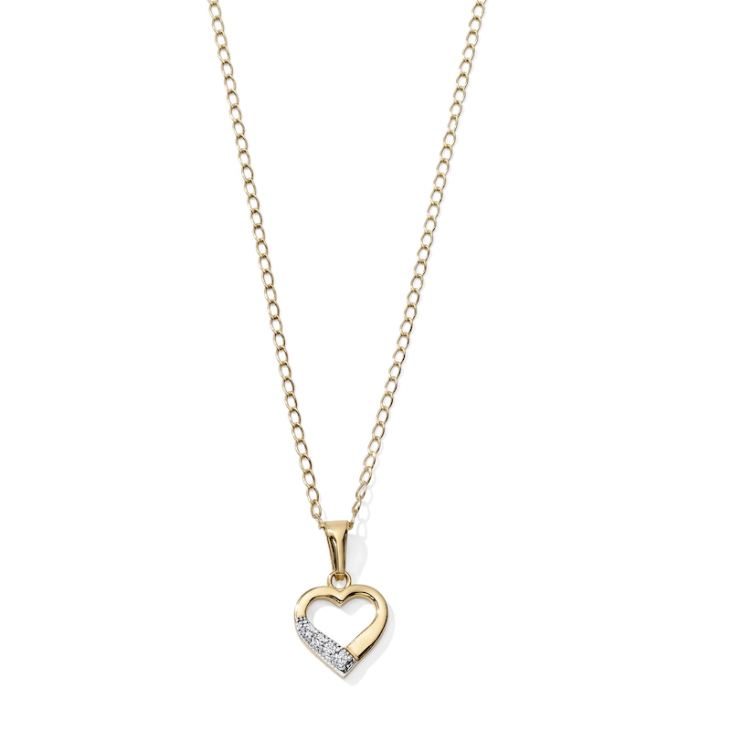Child's Cubic Zirconia Heart Pendant in 14K Gold Fill - 15"