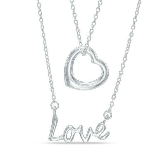 Love Inspired Double Pendant Set in Sterling Silver