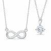 Thumbnail Image 1 of Cubic Zirconia Solitaire Pendant and Infinity Necklace Two Piece Set in Sterling Silver