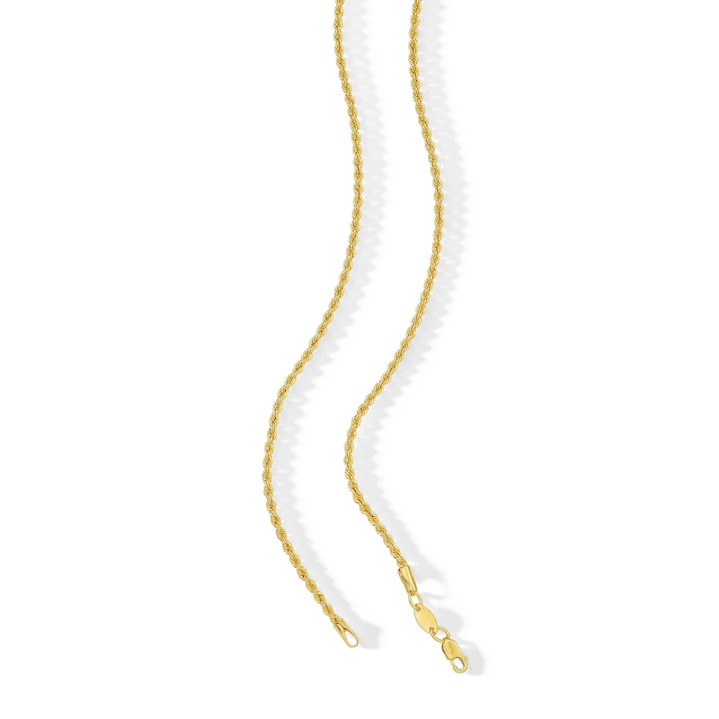016 Gauge Rope Chain Necklace in 10K Solid Gold Bonded Sterling Silver - 22"