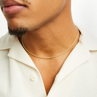 016 Gauge Rope Chain Necklace in 10K Hollow Gold Bonded Sterling Silver - 18"