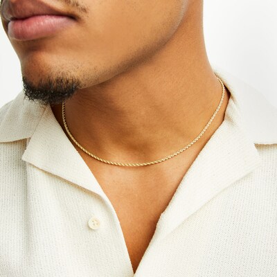 016 Gauge Rope Chain Necklace in 10K Hollow Gold Bonded Sterling Silver - 18"