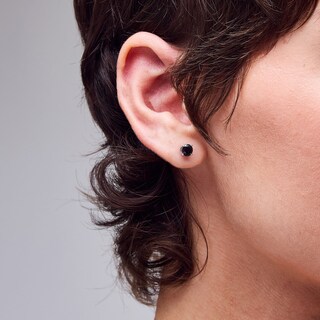 5mm Black Cubic Zirconia Solitaire Stud Earrings in Sterling Silver