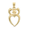 Owl with Heart Necklace Charm in 10K Gold