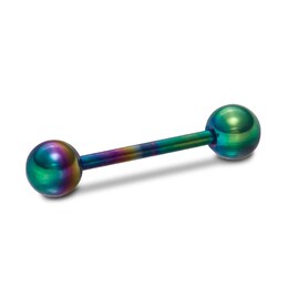 Stainless Steel Rainbow and Green Reversible Barbell - 14G