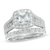 6mm Cubic Zirconia Frame Bridal Set in Sterling Silver - Size 6