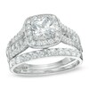 6mm Cubic Zirconia Frame Bridal Set in Sterling Silver - Size 8