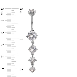 Solid Stainless Steel CZ Dangle Belly Button Ring - 14G