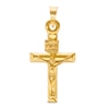 Small "INRI" Ribbon Wrapped Crucifix Necklace Charm in 10K Stamp Hollow Gold