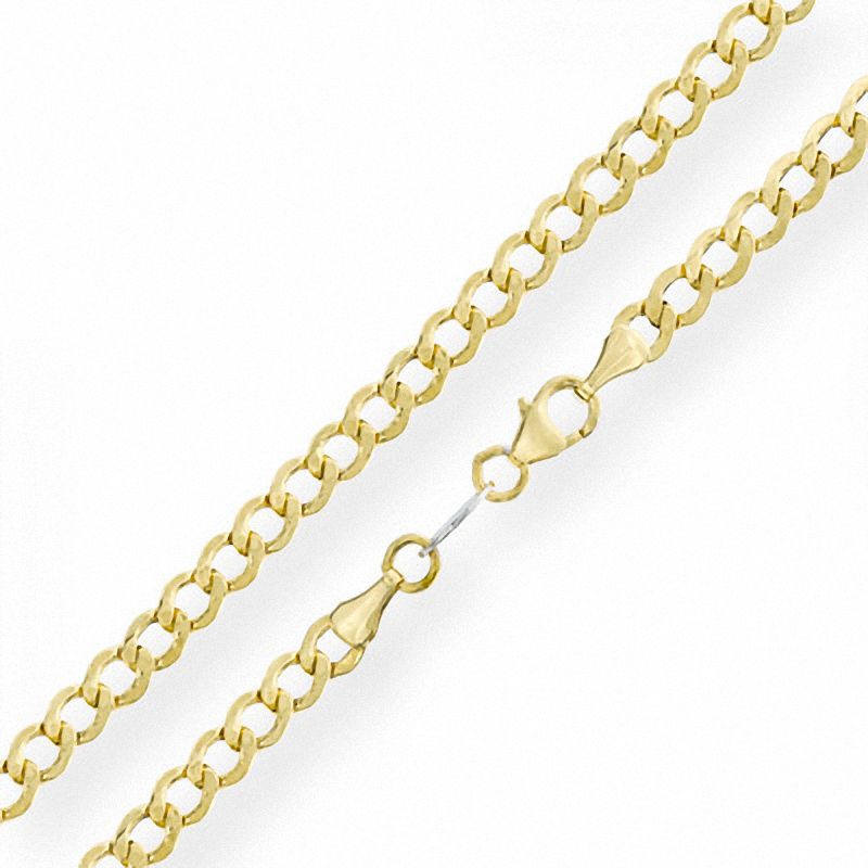 100 Gauge Curb Chain Necklace in 10K Hollow Gold Bonded Sterling Silver - 22"