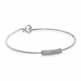 Cubic Zirconia Bar Bangle in White Brass - 8"
