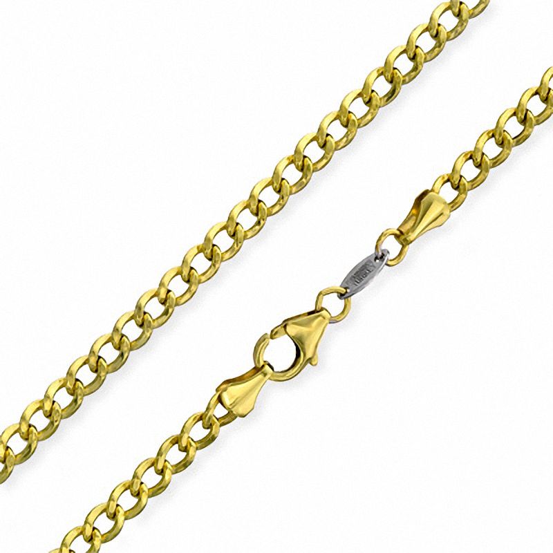 100 Gauge Curb Chain Necklace in 10K Hollow Gold Bonded Sterling Silver - 22"
