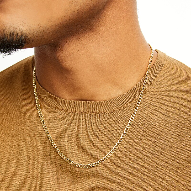 10K Hollow Gold Bonded Curb Chain - 22"