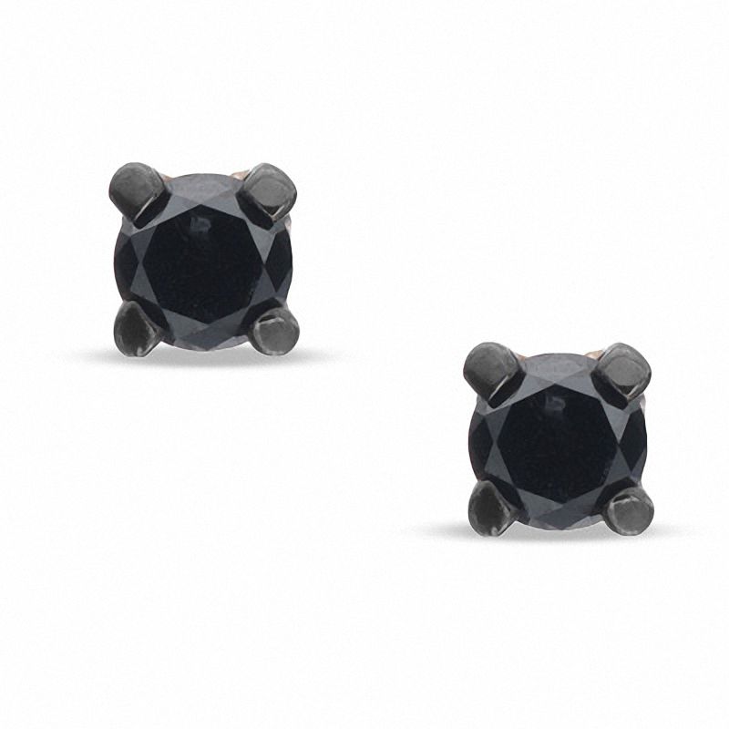 Main Image 1 of 1/4 CT. T.W. Black Diamond Solitaire Stud Earrings in Sterling Silver