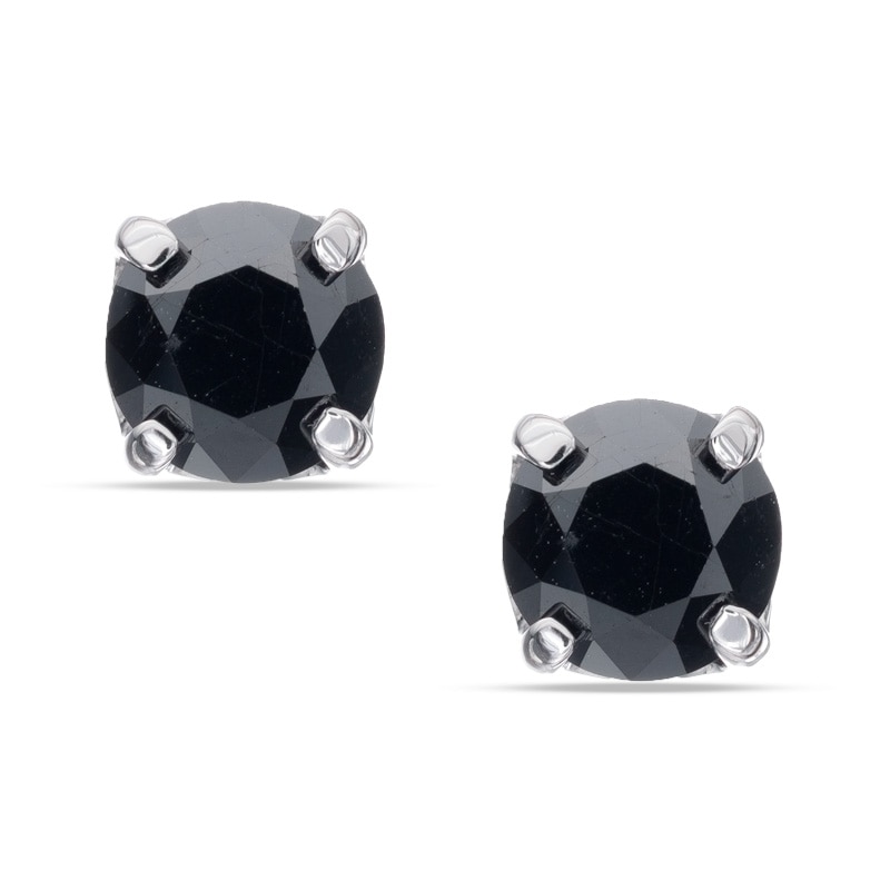 Main Image 1 of 1 CT. T.W. Black Diamond Solitaire Stud Earrings in Sterling Silver