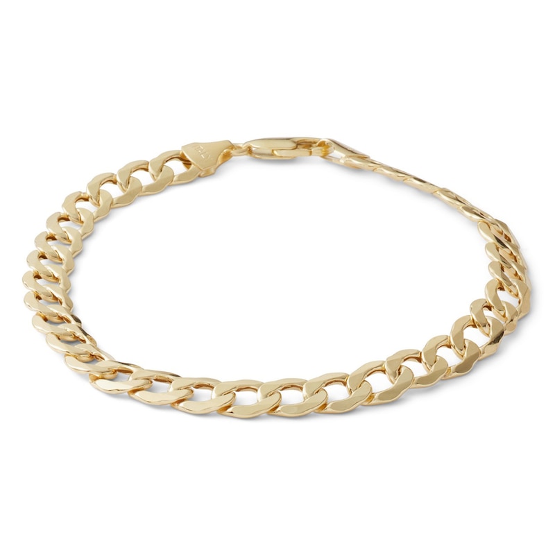 10K Hollow Gold Curb Chain Bracelet Made in Italy - 8.5"