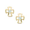 Thumbnail Image 1 of Child's Cubic Zirconia Solitaire Cross Stud Earrings in 10K Gold