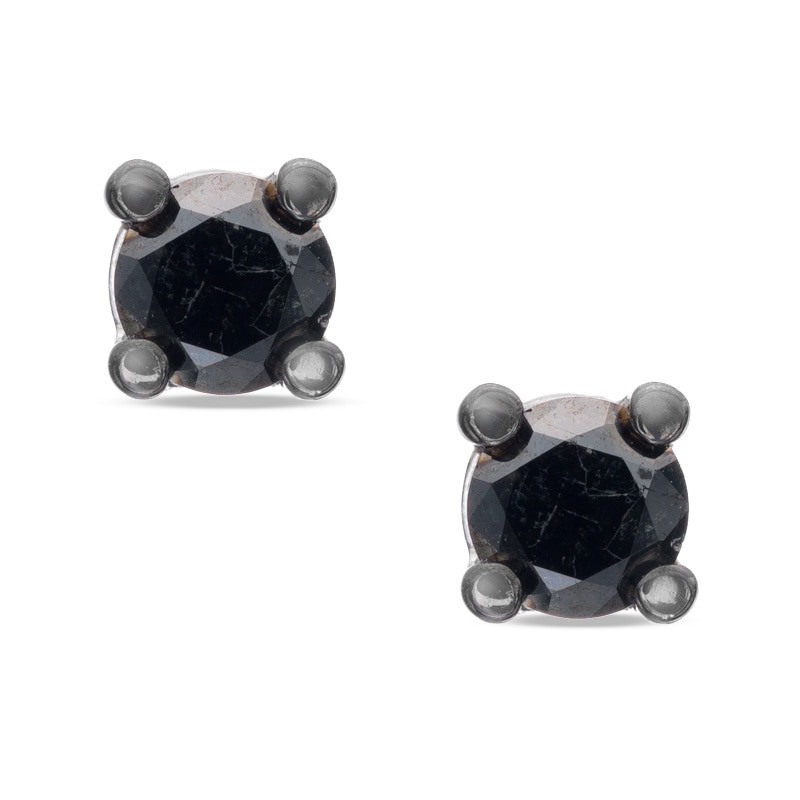 Main Image 1 of 1/2 CT. T.W. Black Diamond Solitaire Stud Earrings in Sterling Silver