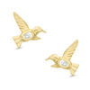 Cubic Zirconia Hummingbird Stud Earrings in 10K Gold