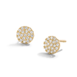 Cubic Zirconia Round Stud Earrings in 10K Gold