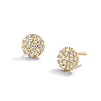 Cubic Zirconia Round Stud Earrings in 10K Gold