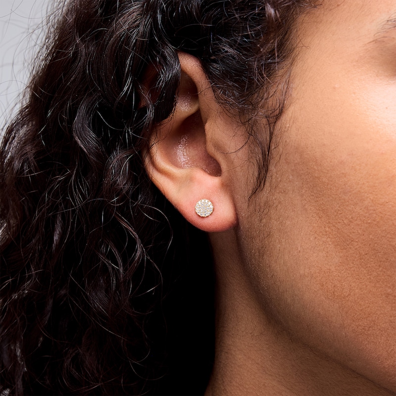 Cubic Zirconia Round Stud Earrings in 10K Gold