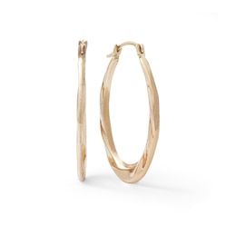 Oval Twist Hoop Earrings in 10K Gold