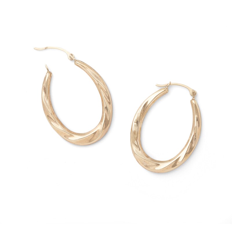 Main Image 2 of Oval Twist Hoop Earrings in 10K Gold