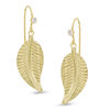 Cubic Zirconia Leaf Drop Earrings in 10K Gold