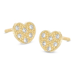 Child's Cubic Zirconia Heart Stud Earrings in 10K Gold