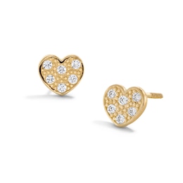 Child's Cubic Zirconia Heart Stud Earrings in 10K Gold