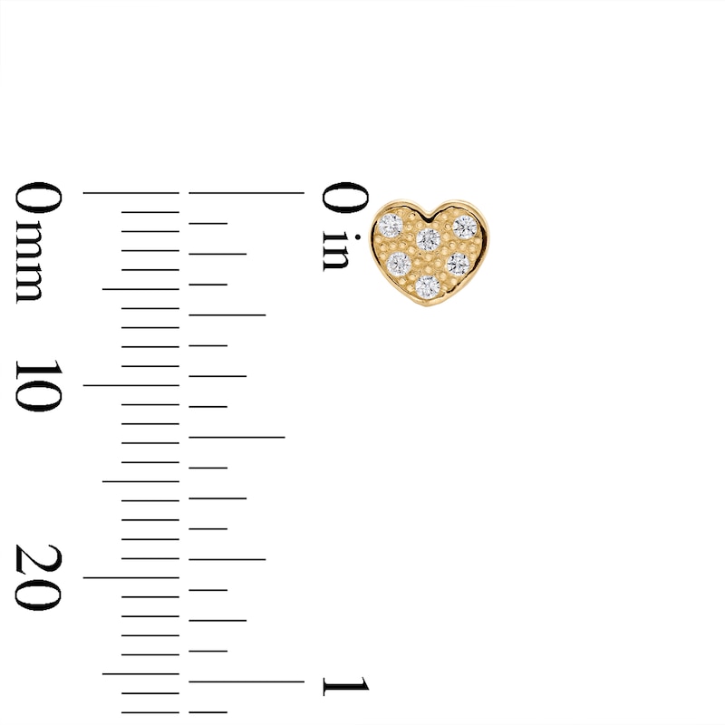 Main Image 2 of Child's Cubic Zirconia Heart Stud Earrings in 10K Gold