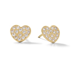 10K Gold CZ Heart Studs
