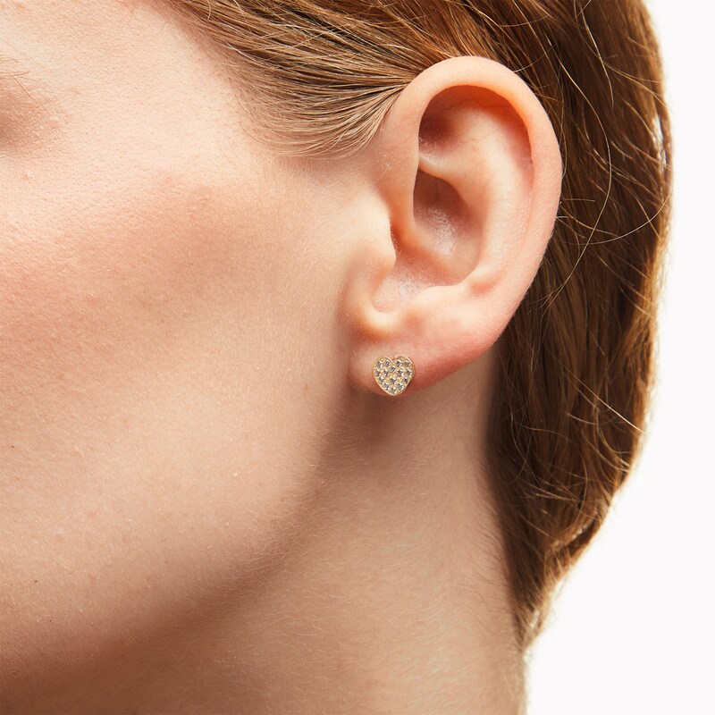 Main Image 2 of 10K Gold CZ Heart Studs
