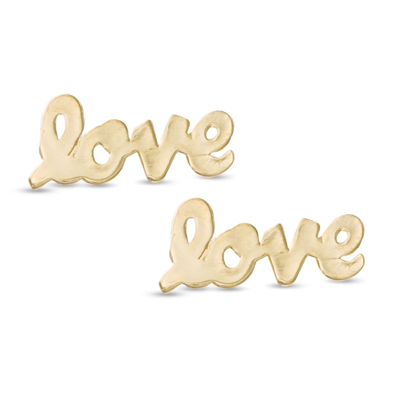 "LOVE" Stud Earrings in 10K Gold