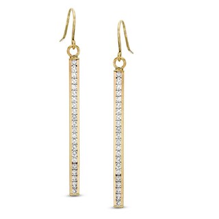 Cubic Zirconia Linear Drop Earrings in 10K Gold