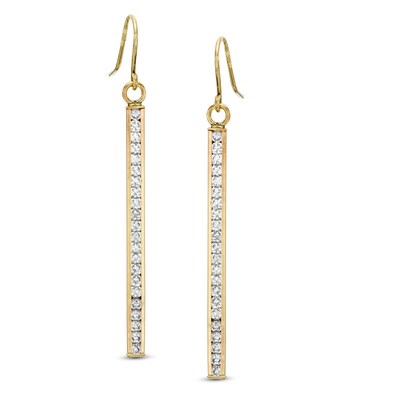 Cubic Zirconia Linear Drop Earrings in 10K Gold