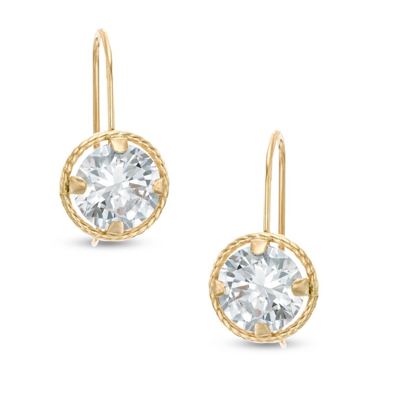6mm Cubic Zirconia Drop Earrings in 10K Gold
