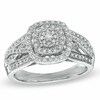 Thumbnail Image 0 of 3/8 CT. T.W. Diamond Cluster Frame Engagement Ring in 10K White Gold - Size 7