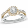 Thumbnail Image 0 of 1/2 CT. T.W. Diamond Swirl Frame Engagement Ring in 10K Two-Tone Gold - Size 7