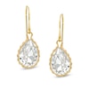 Pear-Shaped White Crystal Drop Earrings in 10K Gold