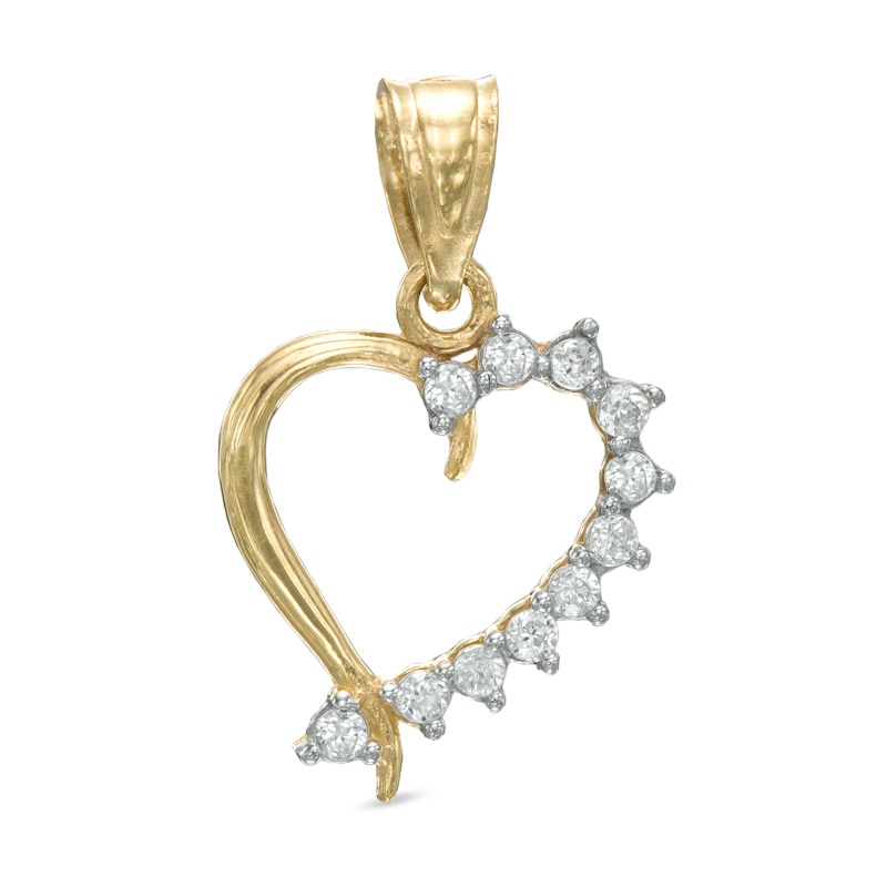 Cubic Zirconia Heart Necklace Charm in 10K Gold