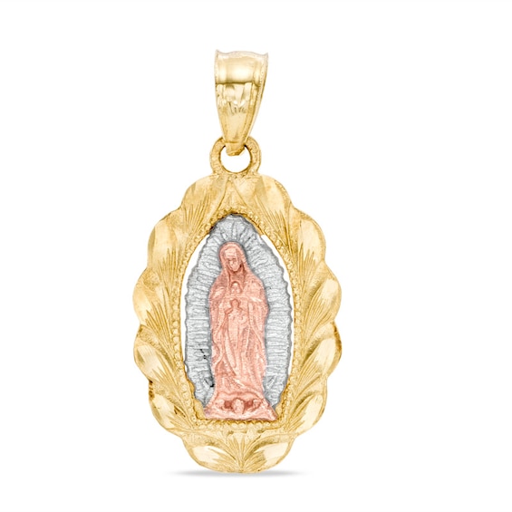 Our Lady of Guadalupe Necklace Charm in 10K Solid Tri-Tone Gold