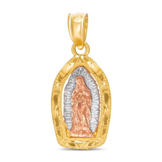 Our Lady of Guadalupe Necklace Charm in 14K Tri-Tone Gold