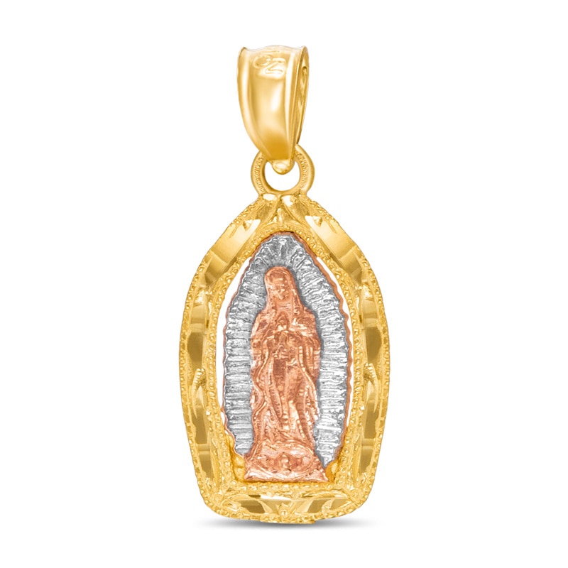 Main Image 1 of Our Lady of Guadalupe Necklace Charm in 14K Tri-Tone Gold