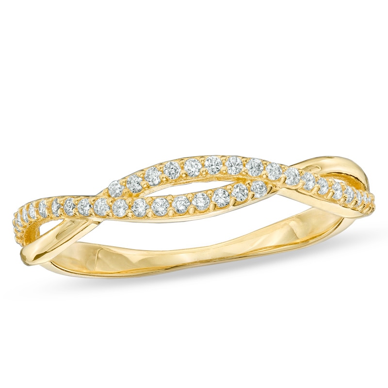 Cubic Zirconia Twist Ring in 10K Gold - Size 7