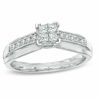 1/3 CT. T.W. Princess-Cut Quad Diamond Engagement Ring in Platinaire® - Size 7