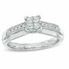 Thumbnail Image 0 of 1/3 CT. T.W. Princess-Cut Quad Diamond Engagement Ring in Platinaire® - Size 7