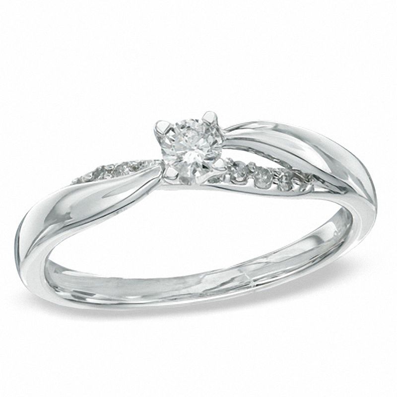 1/5 CT. T.W. Diamond Engagement Ring in Platinaire® - Size 7