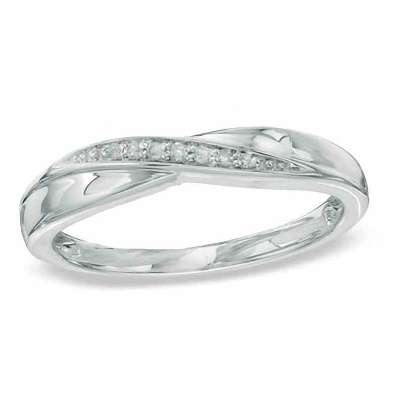 Main Image 1 of Diamond Accent Wedding Band in Platinaire® - Size 7